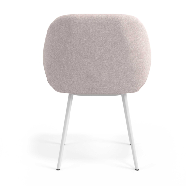 silla de visita blanco beige 4 patas tela brazos tapizados 6
