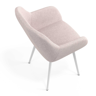 silla de visita blanco beige 4 patas tela brazos tapizados 7