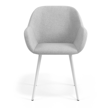 silla de visita blanco gris claro 4 patas tela brazos tapizados 4