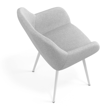 silla de visita blanco gris claro 4 patas tela brazos tapizados 7
