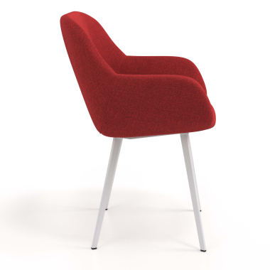 silla de visita blanco rojo 4 patas tela brazos tapizados 3