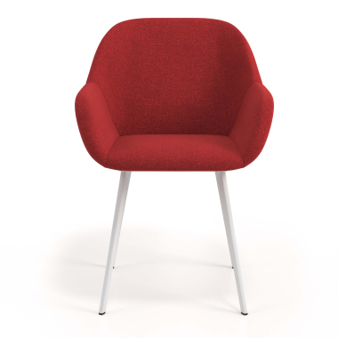 silla de visita blanco rojo 4 patas tela brazos tapizados 4