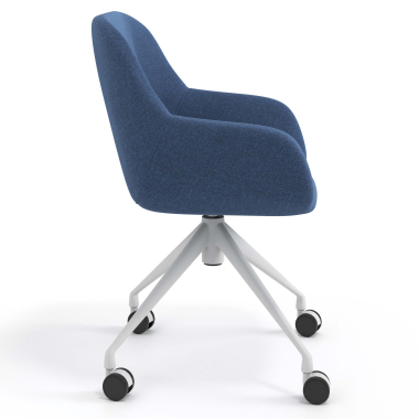 silla de reuniones blanco azul giratoria con ruedas tela brazos tapizados 3