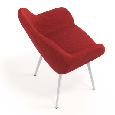 silla de visita blanco rojo 4 patas tela brazos tapizados 7