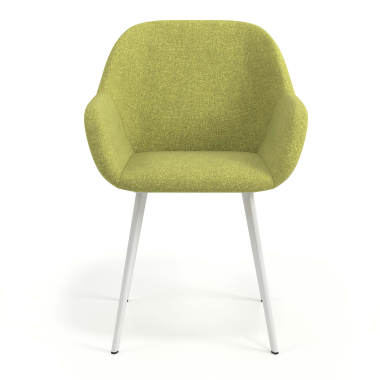 silla de visita blanco verde 4 patas tela brazos tapizados 4