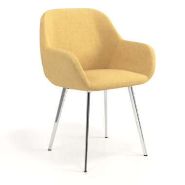 silla de visita cromado amarillo 4 patas tela brazos tapizados 1