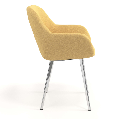 silla de visita cromado amarillo 4 patas tela brazos tapizados 3