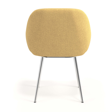 silla de visita cromado amarillo 4 patas tela brazos tapizados 6
