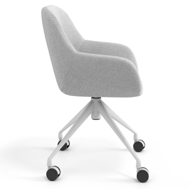 silla de reuniones gris claro giratoria con ruedas tela brazos tapizados 3