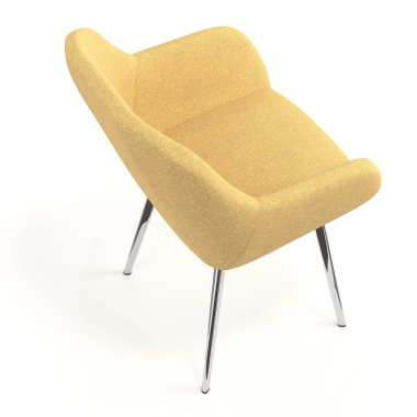 silla de visita cromado amarillo 4 patas tela brazos tapizados 7