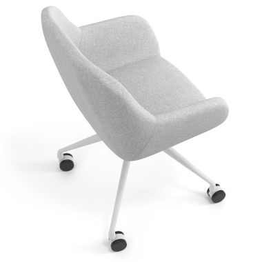 silla de reuniones gris claro giratoria con ruedas tela brazos tapizados 7