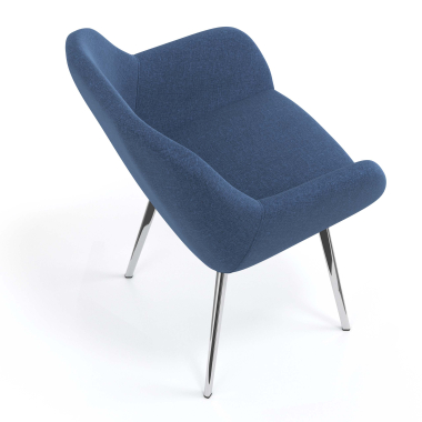 silla de visita cromado azul 4 patas tela brazos tapizados 7