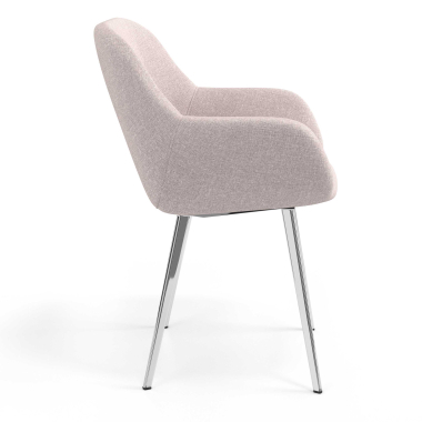 silla de visita cromado beige 4 patas tela brazos tapizados 3