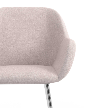 silla de visita cromado beige 4 patas tela brazos tapizados 5
