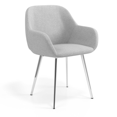 silla de visita cromado gris claro 4 patas tela brazos tapizados 1