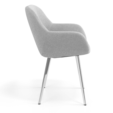 silla de visita cromado gris claro 4 patas tela brazos tapizados 3