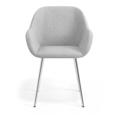 silla de visita cromado gris claro 4 patas tela brazos tapizados 4