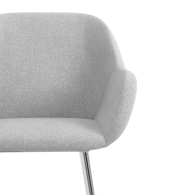 silla de visita cromado gris claro 4 patas tela brazos tapizados 5