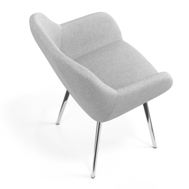 silla de visita cromado gris claro 4 patas tela brazos tapizados 7