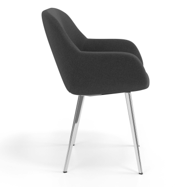 silla de visita cromado antracita 4 patas tela brazos tapizados 3