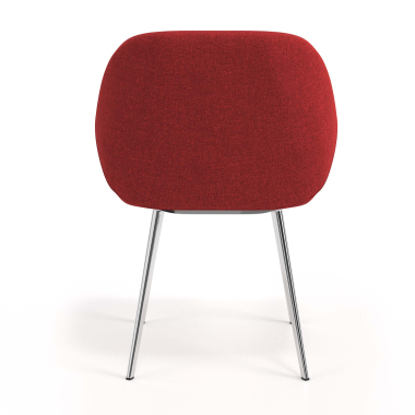 silla de visita cromado rojo 4 patas tela brazos tapizados 6