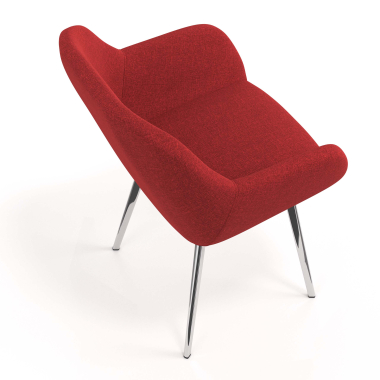 silla de visita cromado rojo 4 patas tela brazos tapizados 7