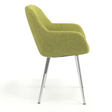 silla de visita cromado verde 4 patas tela brazos tapizados 3