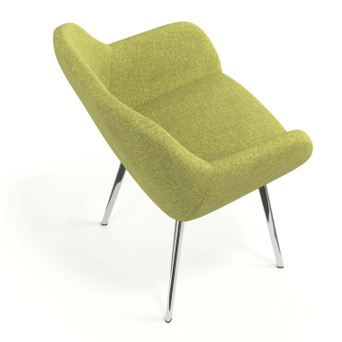 silla de visita cromado verde 4 patas tela brazos tapizados 7