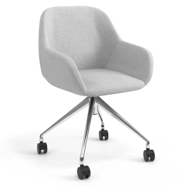 silla de reuniones cromado gris claro giratoria con ruedas tela brazos tapizados 1