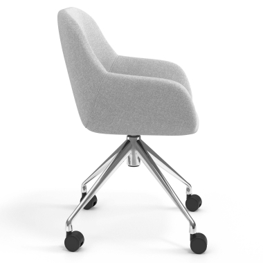 silla de reuniones cromado gris claro giratoria con ruedas tela brazos tapizados 3