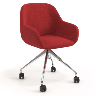 silla de reuniones cromado rojo giratoria con ruedas tela brazos tapizados 1