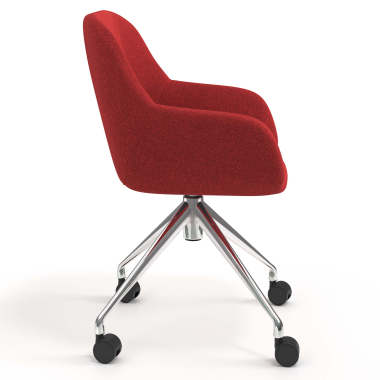 silla de reuniones cromado rojo giratoria con ruedas tela brazos tapizados 3