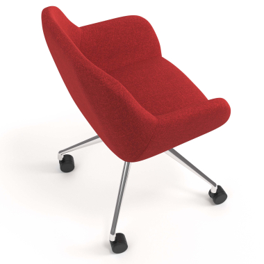 silla de reuniones cromado rojo giratoria con ruedas tela brazos tapizados 7