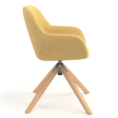 silla de reuniones amarillo giratoria madera tela brazos tapizados 3