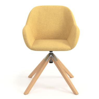 silla de reuniones amarillo giratoria madera tela brazos tapizados 4