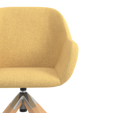 silla de reuniones amarillo giratoria madera tela brazos tapizados 5