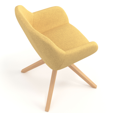 silla de reuniones amarillo giratoria madera tela brazos tapizados 7