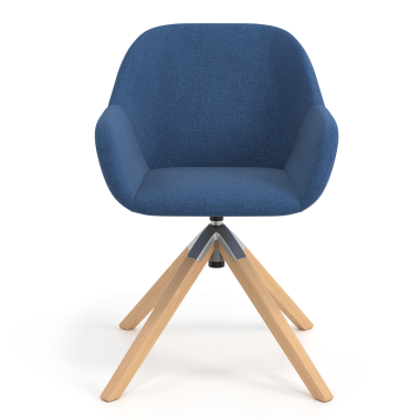 silla de reuniones azul giratoria madera tela brazos tapizados 4