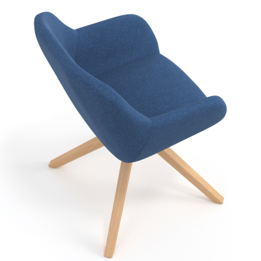 silla de reuniones azul giratoria madera tela brazos tapizados 7