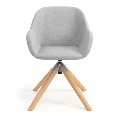 silla de reuniones gris claro giratoria madera tela brazos tapizados 4