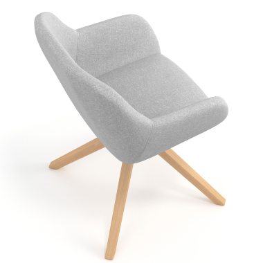 silla de reuniones gris claro giratoria madera tela brazos tapizados 7