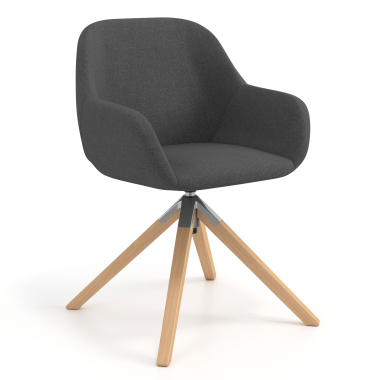 silla de reuniones antracita giratoria madera tela brazos tapizados 1