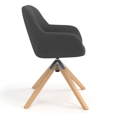 silla de reuniones antracita giratoria madera tela brazos tapizados 3