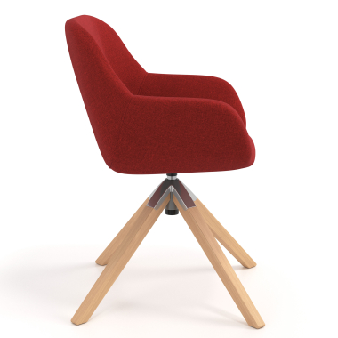 silla de reuniones rojo giratoria madera tela brazos tapizados 3