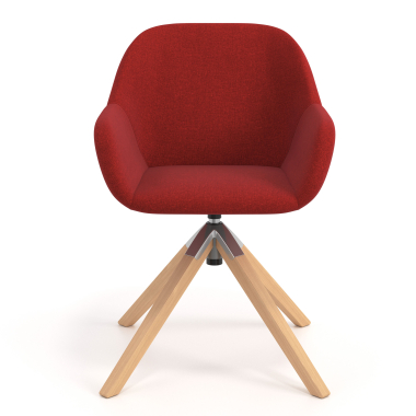 silla de reuniones rojo giratoria madera tela brazos tapizados 4