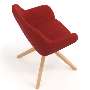 silla de reuniones rojo giratoria madera tela brazos tapizados 7
