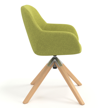 silla de reuniones verde giratoria madera tela brazos tapizados 3