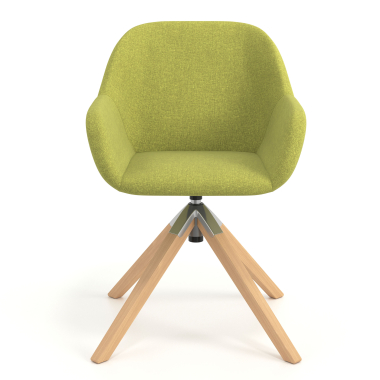silla de reuniones verde giratoria madera tela brazos tapizados 4