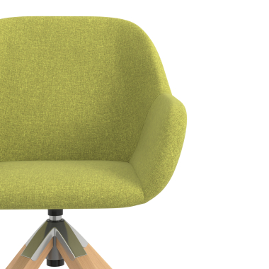 silla de reuniones verde giratoria madera tela brazos tapizados 5