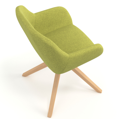 silla de reuniones verde giratoria madera tela brazos tapizados 7